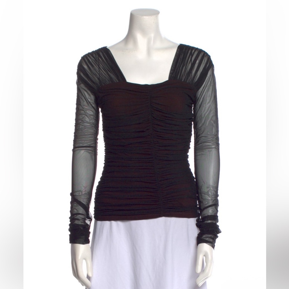 A.L.C. Square Neckline Black Long Sleeve Top